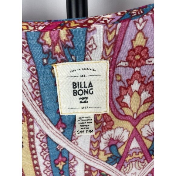 Billabong Multicolor Sea You Dream Open Front Boho Paisley Kimono Size S/M - Picture 7 of 8